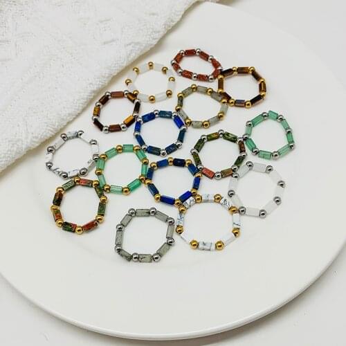 Gothic Geometry Rings for Women Natural Stone Rings Stainless Steel Jewelry for Women Charm Halloween Rings Wholesale or Bulk