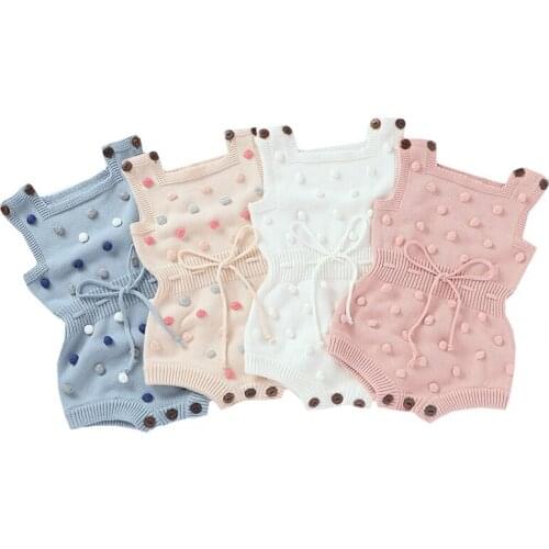 Newborn Knitted Clothes Spring Autumn Toddler Baby Girl Rompers Pompom Baby Girl Boys Jumpsuit Overall Infant Baby Clothes