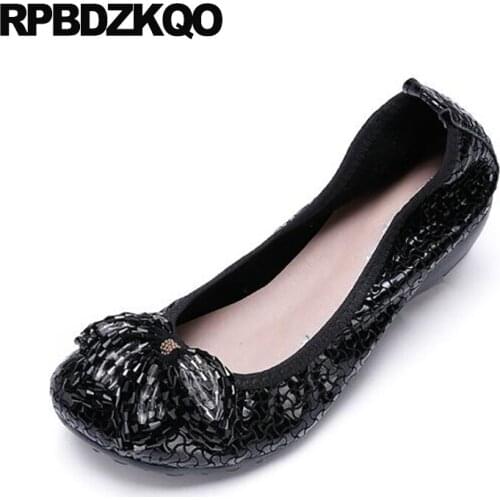 Korean China Black Designer Ballerina Blue Round Toe Large Size Soft Ballet Flats Women Slip On Chinese Shoes 2021 Rubber Sole