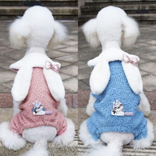 Cute Rabbit Ear Dog Jumpsuit Winter Pet Clothes Dog Coat Hoodie Outfit Bichon Frise Poodle Pomeranian Pet Clothing Dog Costume