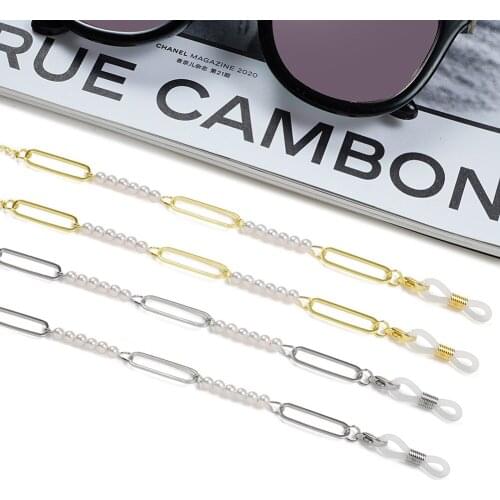 Fashion Back Shaped Pearl Glasses Chain Sunglasses Chain Sunglasses Masked Glasses Gold Chain Lanyard