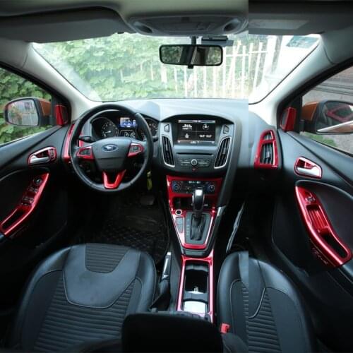 Foal Burning Car Red Paint Steering Wheel Trim Inner Door Handle Bowl Box Air Vent Cover Sticker for Ford Focus 3 4 MK3 MK4