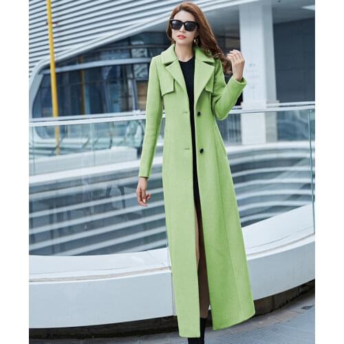 Autumn Winter Women Elegant Office Long Wool Coat Fashion Slim Female Thicken Warm Outerwear 2021 Ladies Hiver Abrigo Mujer