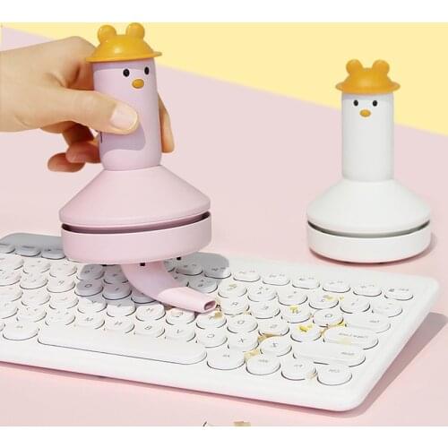 Cartoon Mini Desktop Vacuum Cleaner Portable USB Rechargeable Keyboard Cleaning Vacuum Cleaner Handheld Table Sweeper Cleaner