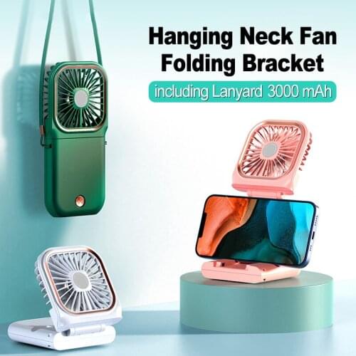 USB Portable Halter Fan Hands Free Neck Fan Hanging Mini Sports Fans Folding Stand Lazy Usb Charging Mini Fan For Children