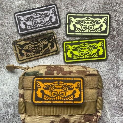 Amulet Armband Nylon Luminous Patches Wind Beast Devours Tigers Head Reflective Velcro Badge Luck Is Coming Backpack Decoration