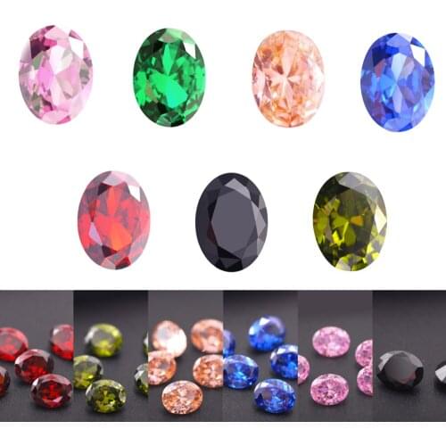 Sizes 3x5~10x14mm Oval Shape Cubic Zirconia Brilliant Cut CZ Synthetic Gems For Jewelry Clothing Decoration