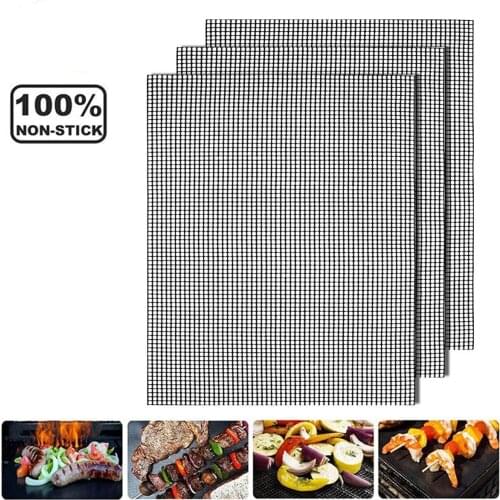 3pcs/Set Grill Mesh Mat Reusable Heat-Resistant Grill Mesh Mat Non-Stick Grill Mats Dropshipping