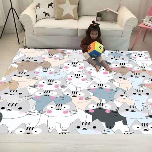 Funny Animal Cat Rug Soft Flannel 3D Printed Rugs Parlor Mat Area Rugs Anti-slip Large Carpet Rug Living Room Decor 03