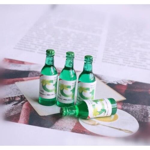 Tanduzi Wholesale 100PCS Kawaii Resin Mini Wine Bottles Korean Xiwen Shaojiu Simulation Pretend Play Doll Food Drink Accessories