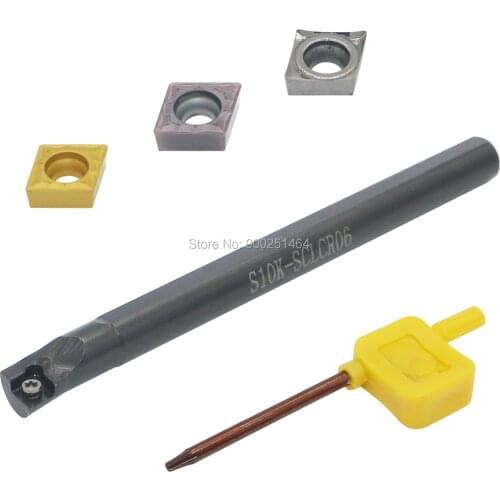 CNC Lathe Tool Inner Bore Boring Cutter S10K-SCLCR06(10mm)Right, with 3 CCMT060204(CCMT21.51) Hard Alloy Blades