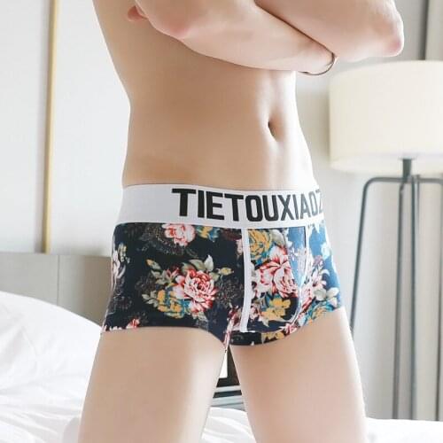 New style mens underwear pure cotton boxers personality fashion mens printing fashion sexy low waist breathable Boxer ShortsT