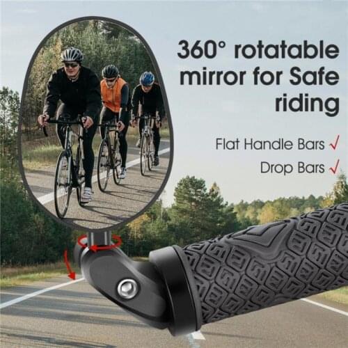 WEST BIKING 360 Bicycle Rearview Mirror Rotation Adjustable Big Frame Foldable Safety Warning Rearview Mirror For Mountain MTB