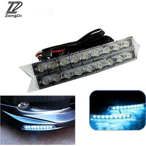 ZD 2PCS Car Accessories For Audi A6 A4 B6 A3 Car LED Daytime Running Lights 12V DRL LED Fog Lamp White+Yellow Turn Signal Grille