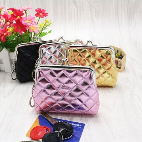 Women PU Rhombic Mini Wallet Female Cloth Buckle Coin Bag Cute Little Purse Key Bag Coin Purse