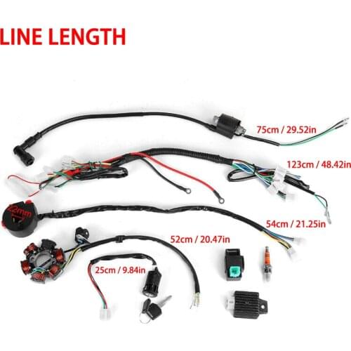 Quad Wire Harness Suitable For 50cc 70cc 90cc 110cc 125cc Chinese Electric Start Magneto Flywheel Stator Quad Wire harness
