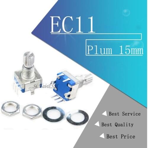 2PCS Plum handle 15mm rotary encoder coding switch / EC11 / digital potentiometer with switch 5 Pin