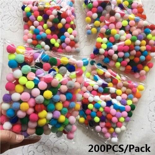 200PCS/Lot Multi Colors Polyester Pompom Small Plush Balls Children Headwear Skirts Pom Pom Fringe Sewing Trimming Lace Material