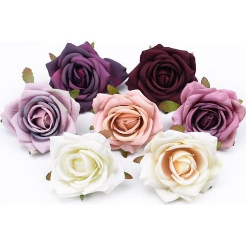 30/50pieces Fake roses Home decoration accessories Headwear Wedding Diy Scrapbooking Candy box Artificial flowers Brooch Garland