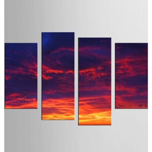 4 Pieces/set Sunset Clouds Wall Art For Wall Decor Home Decoration Picture Paint on Canvas Print Canvas Painting Unframed