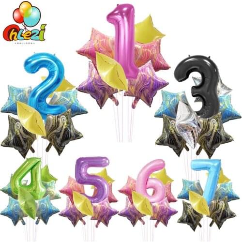 40 inch number ballon birthday party decorations star Agate gold thread star 18th 30th helium foil balloons baby shower ballons