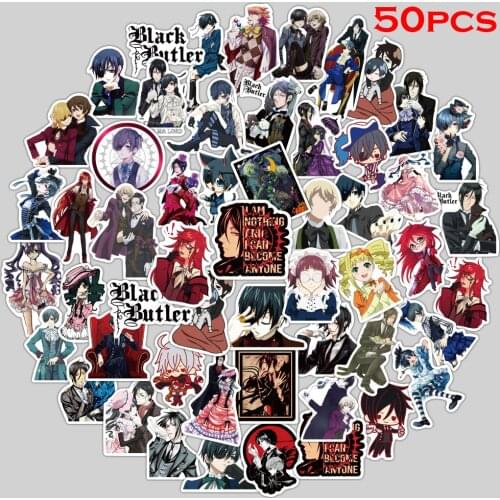 50pcs Kuroshitsuji Sticker Anime Series Waterproof Graffiti Sticker Childrens Toy Sticker Water Cup Bike Luggage Sticker
