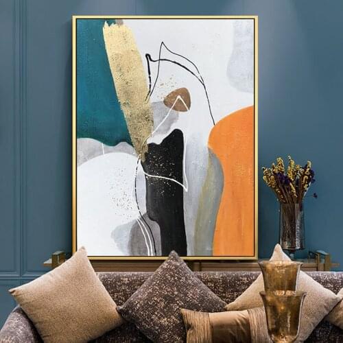 100% handmade abstract large color block painting modern wall art picture for living room decoration large size Tableaux