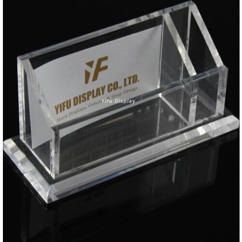 Free shipping Acrylic business card display clear acrylic business name card holder stand with pen stand