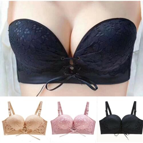 Women Multiway Strapless Bra Boost Push up Plunge Thick Padded Lingerie Bralette