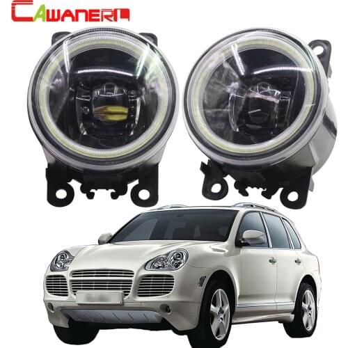 Cawanerl For Porsche Cayenne 955 2002-2015 Car Styling 4000LM LED Bulb H11 Fog Light Angel Eye DRL Daytime Running Light 12V