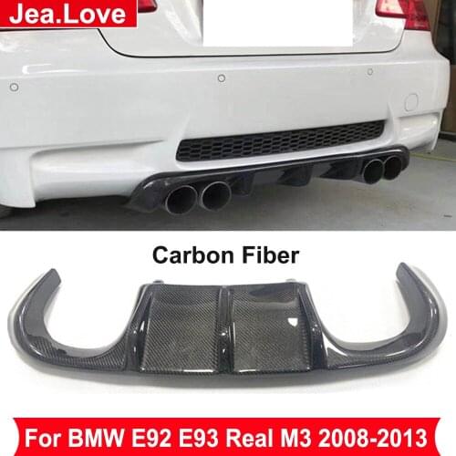 H Style Real Carbon Fiber Rear Bumper Shovel Chin Lip Diffuser For BMW 3 Series E92 E93 M3 Car Tuning 2008-2013 Modification