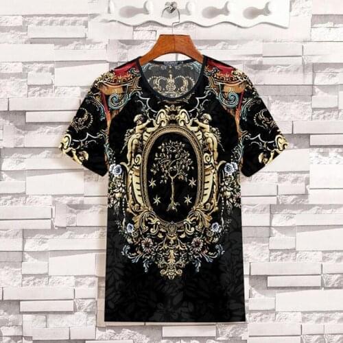 Mens Short-sleeved Ice Silk T-shirt Male Large Size Loose Personality Printing Half Sleeve Quick-drying Sports T-shirt M-5XL