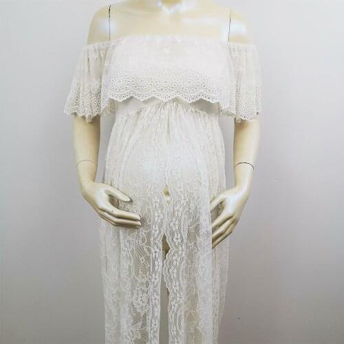 DON&JUDY White Sexy Maternity or Non Maternity Dresses For Photo Shoot Lace Maxi Gown Clothes Off Shoulder Women Dress