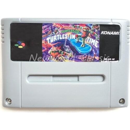 Teenage Mutant Hero Turtles IV Turtles in Time for 16 Bit Video Game Cartridge Compilation Card for EUR/PAL Version Game Console