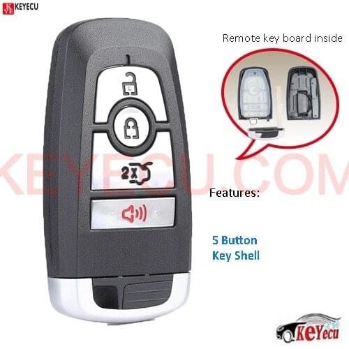 Keyecu 4 Button Smart Remote Key Shell Case Fob for Ford Fusion F150 F250 F350 F450 F550 2017 2018 2019 FCC:M3N-A2C94078000