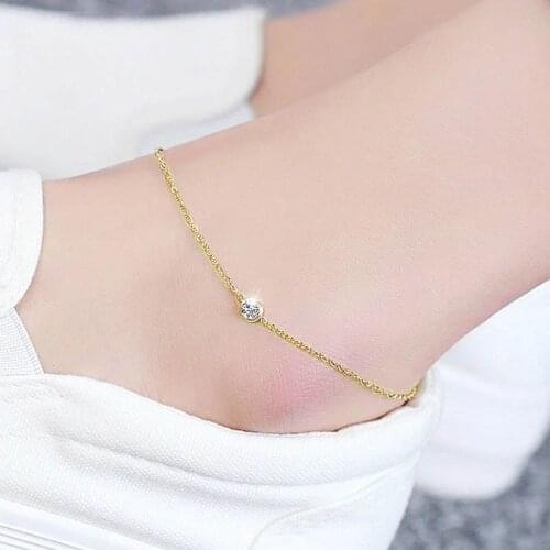 Classic Roundel Anklets For Women AAA+Cubic Zirconia Gold-Color Summer Accession Gift For Girls Fashion Jewelry A001
