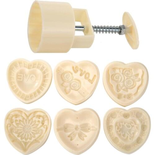 Round Ice Skin Mooncake Molds Hand Pressure Heart Cutter Pastry Bake Tools