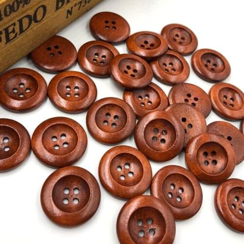 4 Holes 20/40pcs Round Wooden Buttons DIY Clothing Apparel Sewing Decorative 25mm(1") Scrapbooking Buttons for Clothing WB221