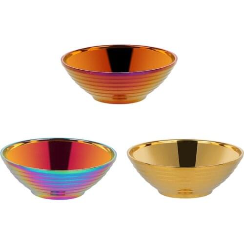 Round Noodle Food Bowl Double Layer Anti-Scalding Tableware for Hot Pot Sauce Soup Rice Big Ramen Bowl Stainless Steel Bowl
