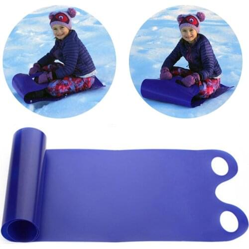 Multifunctional Mini Sled Snowboard Roll Up Skiing Snow Sand Grass Slider Pad Board With Hollow Handle Outdoor Winter Toy