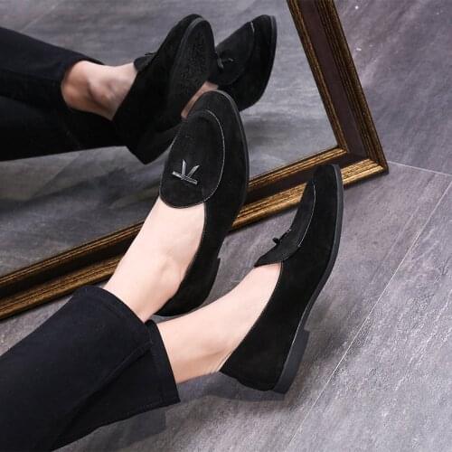 Men Fashion Suede Leather Doug Shoes Casual Moccasin Flat Bowknot Slip-On Driver Shoes Dress Loafers Night Club Shoes Male