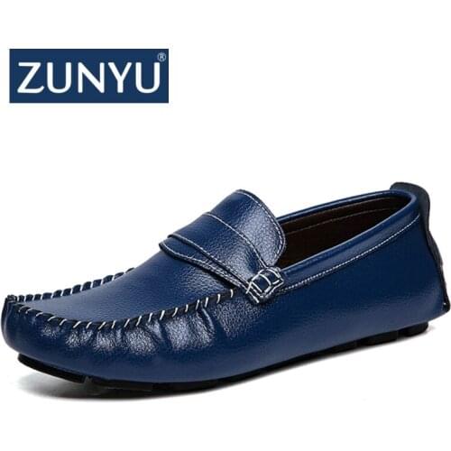 ZUNYU New Men Casual Shoes 2018 Fashion Men Shoes Genuine Leather Men Loafers Moccasins Slip On Mens Flats Loafers Male Shoes