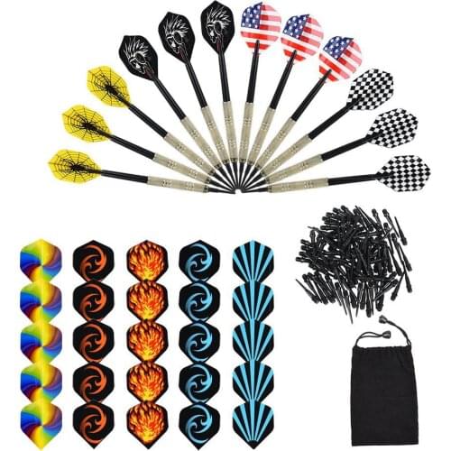 Darts 12 Pieces Darts Plastic Tip Set for Electronic Darts Brass Darts with 30 flights and 100 tips