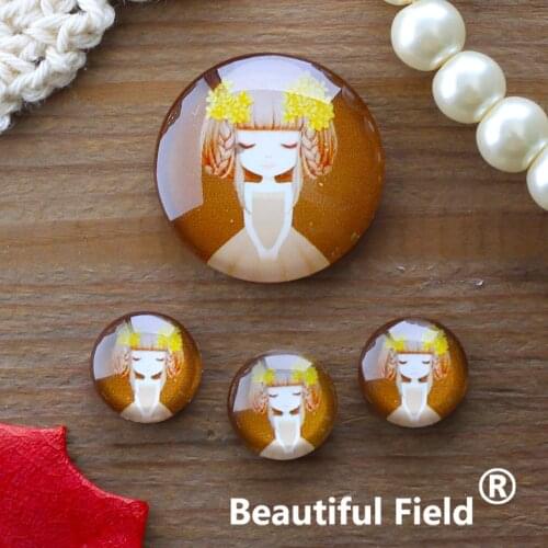 12mm 25mm 14mm 16mm 18mm 20mm Photo Glass Cabochons Round Cameo Set Handmade Settings Stone Girl FFR41