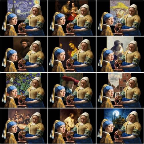 New Diamond Painting The Milkmaid Full Square Diamond Embroidery Rhinestones Mosaic Picture Johannes Vermeer Series Gift