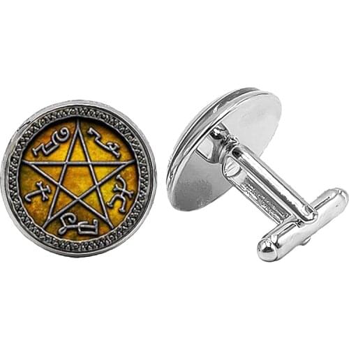 2019 New Five-pointed Star Mysterious Law Cufflinks Gothic Novelty Glass Convex Round Mens Cufflinks To Send Mens Gift Jewelry