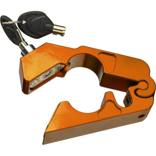 Orange CNC Aluminum Handle Grip Security Locks Handlebar Brake Lever Lock for Scooters ATV Motorcycles Dirt Street Bikes