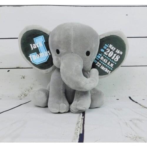 Custom Stuffed Animal Baby Boy Gift Baby Girl Gift Baby Birth Stats gift, personalise girl Monogram Elephant Newborn Baby Gift