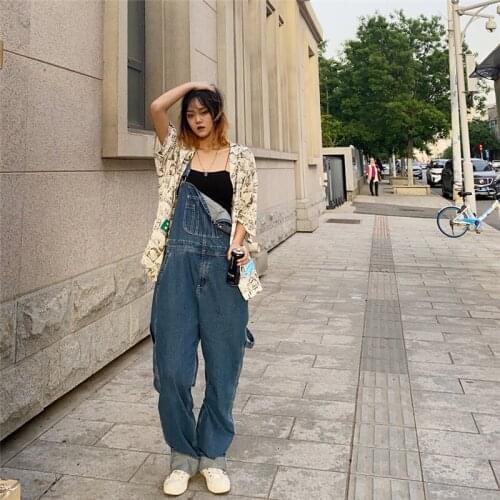 Hot Womens Denim Overalls, Hip-hop tapered Overalls, Loose Jumpsuits, Korean version of large size 26-48 50 Denim Overalls