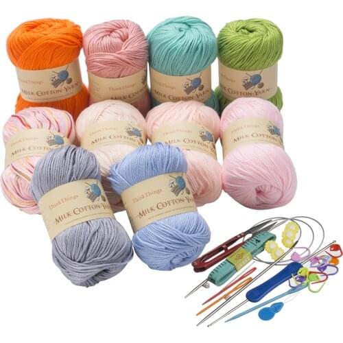 ThinkThings Silk Protein Wool Yarn,Milk Cotton Yarn 10Balls/500g DIY Knitting Yarn Crochet Thread Soft Baby Weaving Yarn